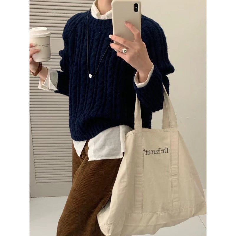 Pull en tricot épais pour femme avec des points réversibles modernes et une coupe décontractée Chic & Stil