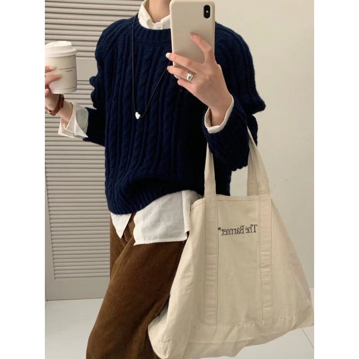 Pull en tricot épais pour femme avec des points réversibles modernes et une coupe décontractée Chic & Stil