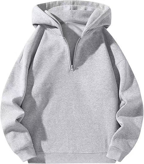 Women Fleece Hooded Pullover with Short Zip Opening Lune London