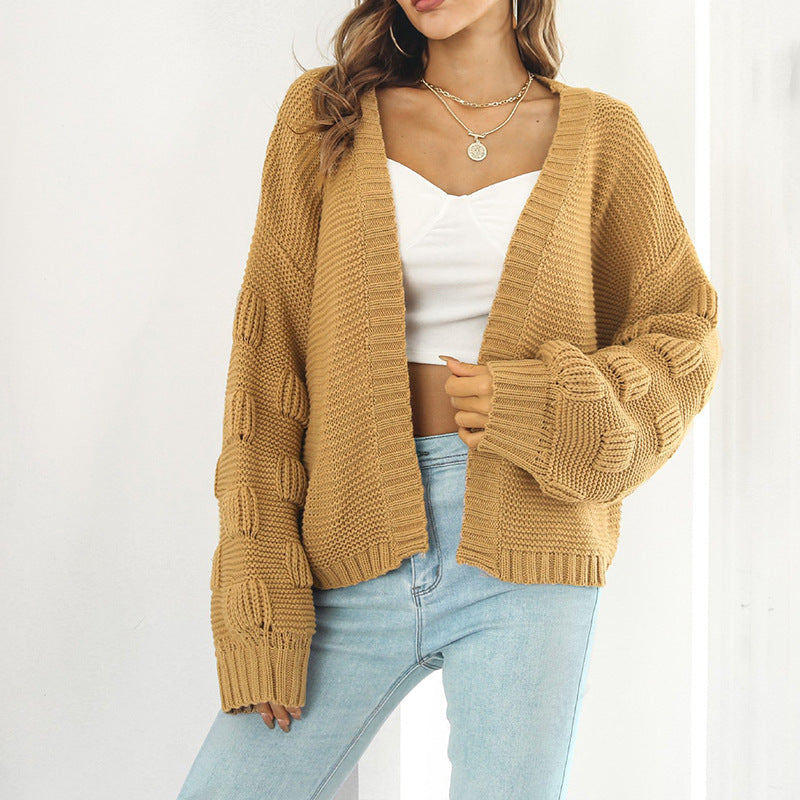 Ladies chunky cardigan with voluminous sleeves and a modern design Lune London