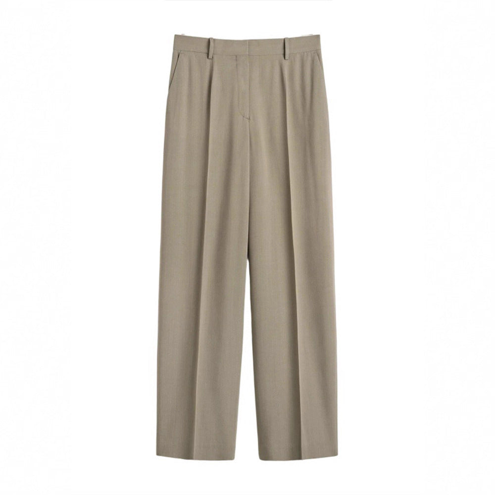 Pantalons élégants pour femmes taille haute avec jambe large et finition de surface stylée Chic & Stil