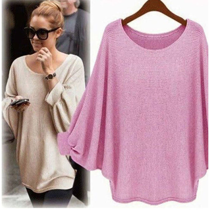 Oversized casual sweater for women with a deep round neckline Lune London