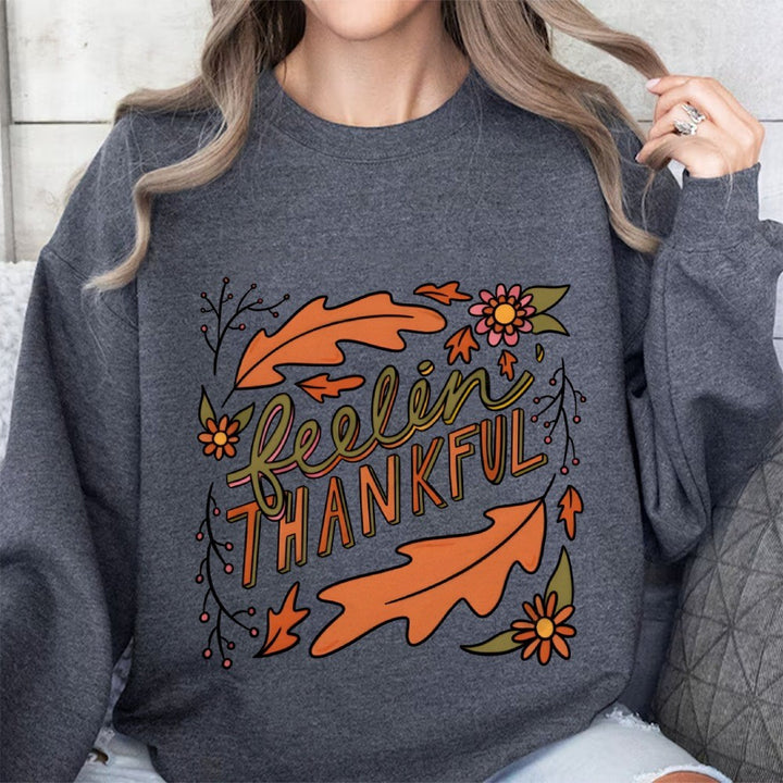 Sweat-shirt femme avec motif automnal coloré et lettrage inspirant Chic & Stil