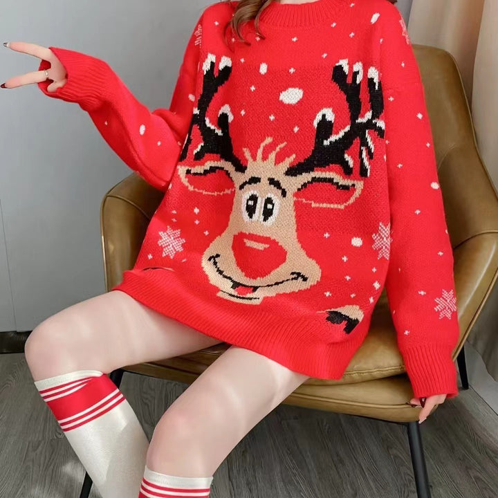 Christmas women's sweater with a unique reindeer pattern Lune London