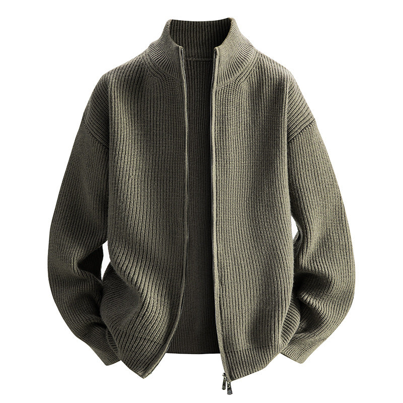 Trendy knit jacket for women with high collar and zip Lune London