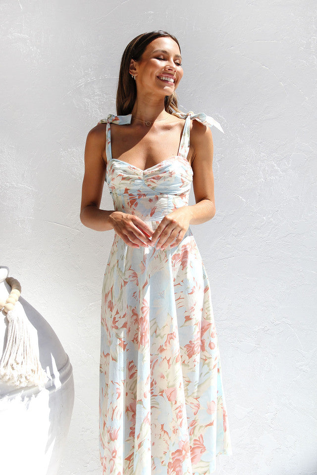 Chic and Stylish Floral Print A-Line Midi Dress for Women
