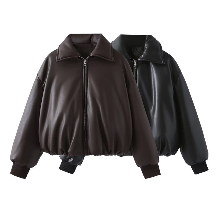 Trendy short jacket for women in high-quality synthetic leather Lune London
