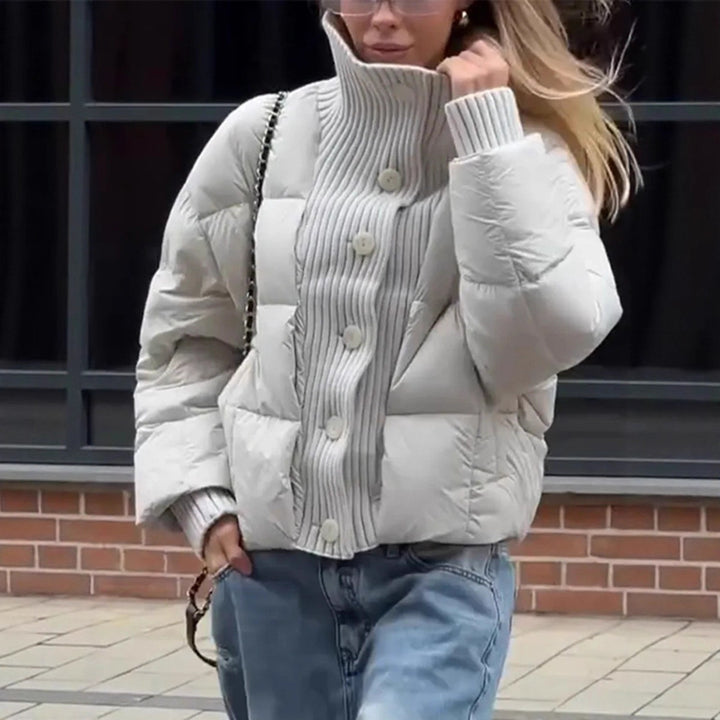 Quilted jacket for women with a voluminous collar and practical button details Lune London