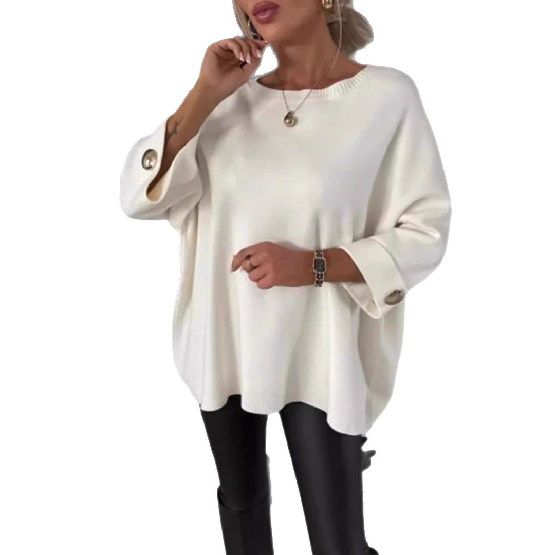 Women Oversized Sweater with decorative button details Lune London