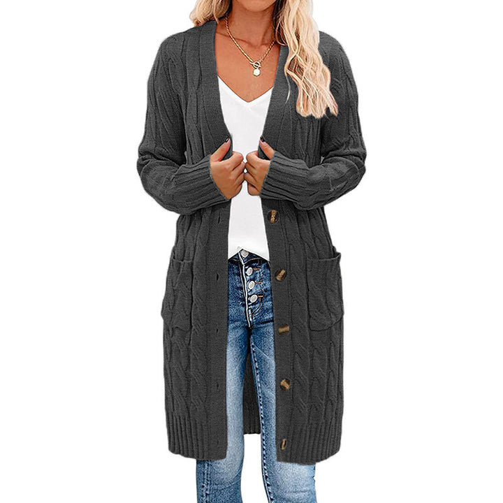 Knit jacket for women with deep V-neck and practical pockets Lune London