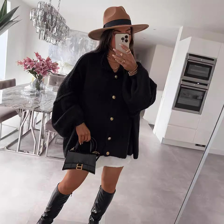 Pull en tricot oversize confortable pour femme avec coupe moderne et manches volumineuses Chic & Stil
