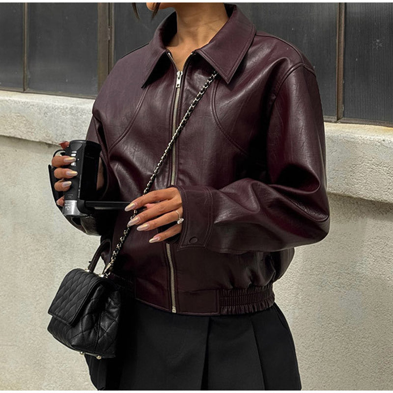 Lune London Women's Faux Leather Bomber Jacket