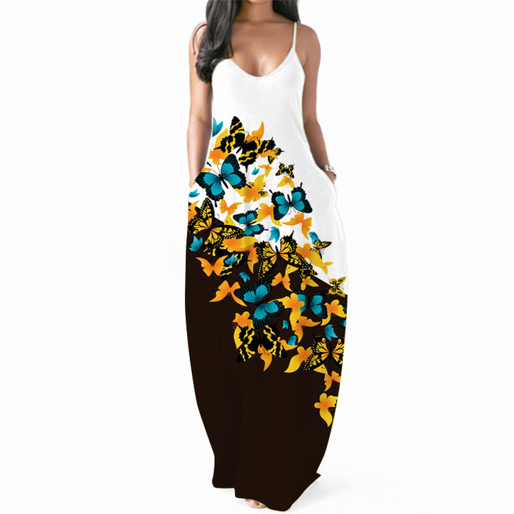 Robe maxi femme avec accents floraux et poches latérales sophistiquées Chic & Stil