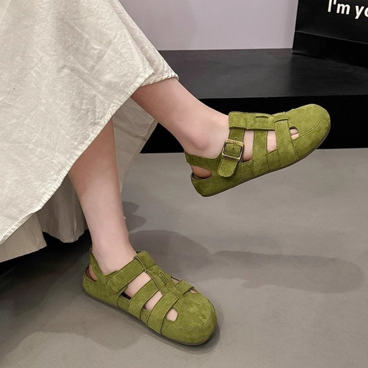 Women's Strappy Sandals Made of Soft Suede with Adjustable Strap Design and Non-Slip Sole Lune London