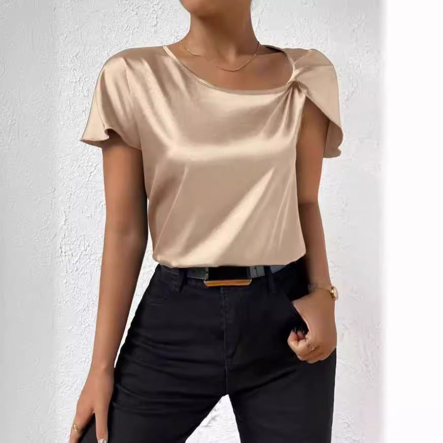 Lune London | Satin Twist Solid Color Loose Versatile Top