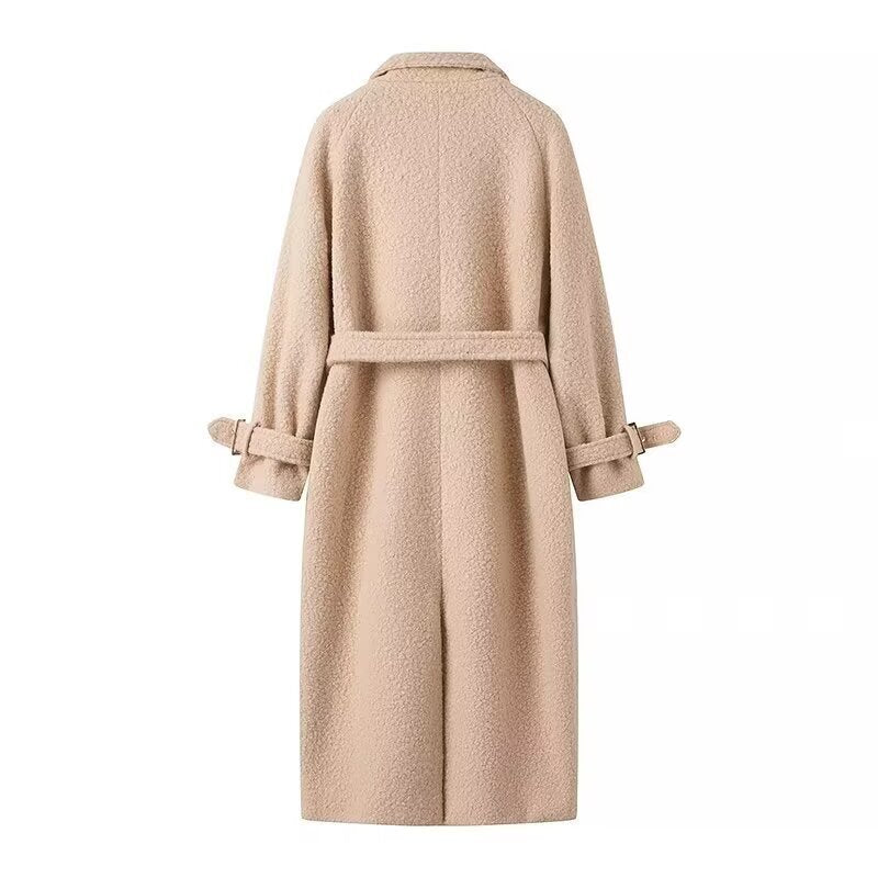 Elegant wool coat for women with tie belt and stylish button details Lune London