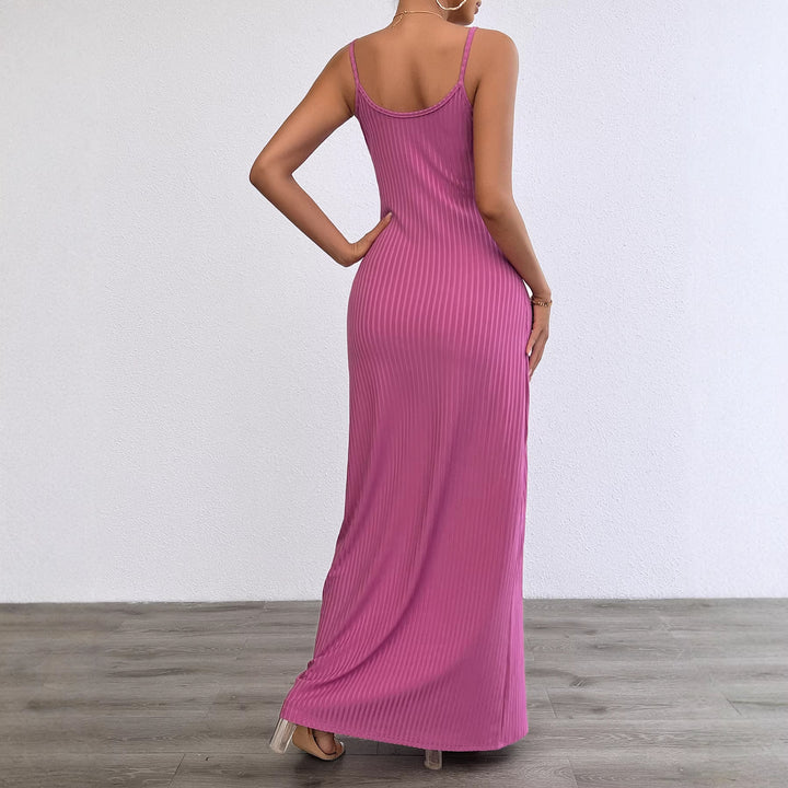 Fitted maxi dress for women with fine ribbed structure Chic & Stil