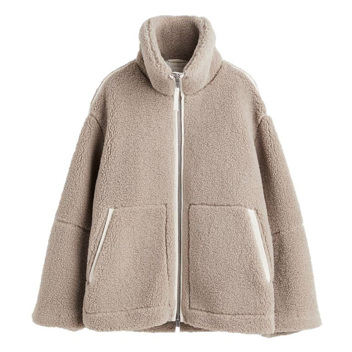 Fleece jacket for women with high collar and pockets Lune London
