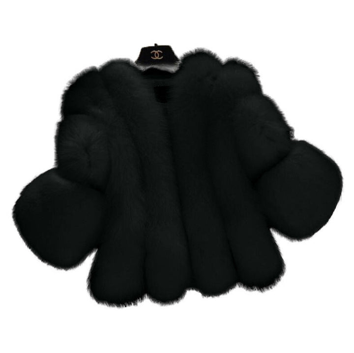 Women Fluffy Faux Fur Coat with Wide Cut Sleeves Lune London
