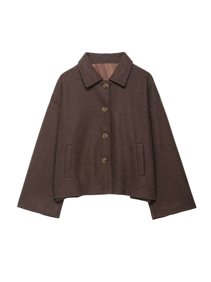 Ladies Oversized Wool Jacket with Decorative Buttons Lune London
