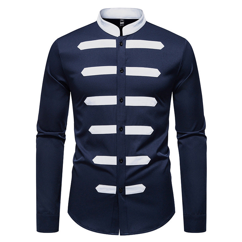 Elegant long sleeve shirt for men with contrasting inserts Chic and Style