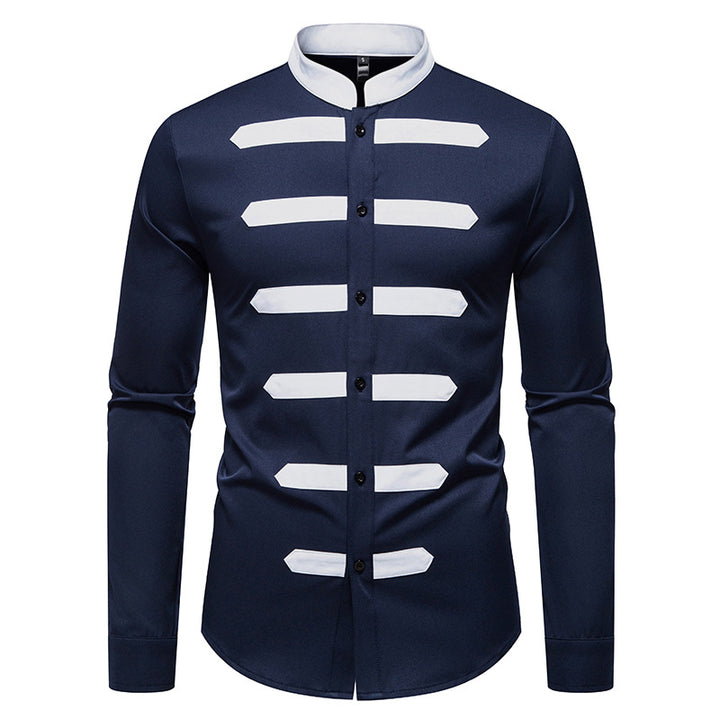 Elegant long sleeve shirt for men with contrasting inserts Chic and Style