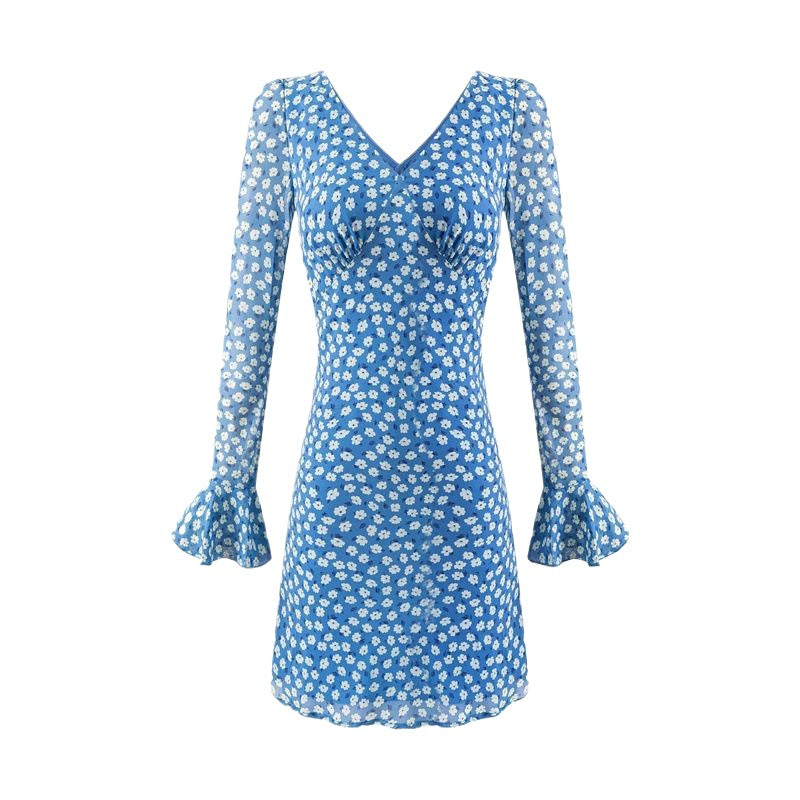 Shirt dress for women with floral design and elegant V-neck Lune London