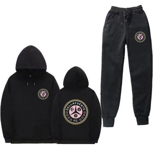 Women's comfortable leisure lounge suit with kangaroo pocket and modern logo Lune London