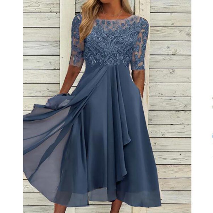 Lune London | Feminine Flowing Chiffon Midi Dress
