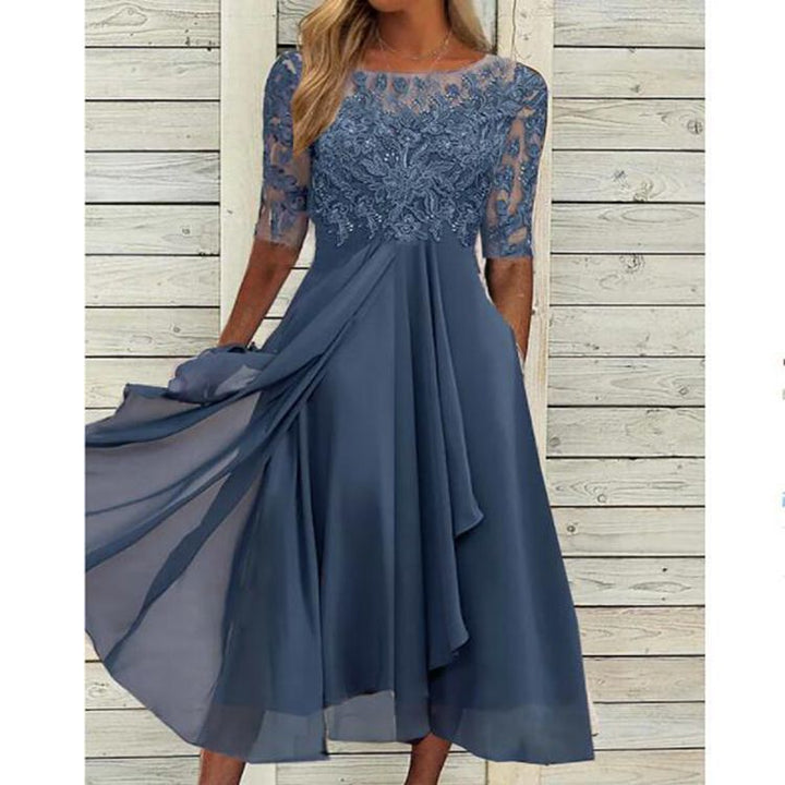 Lune London | Feminine Flowing Chiffon Midi Dress