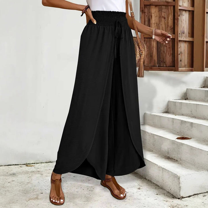 Palazzo pants for women with elastic waist and side slits Lune London