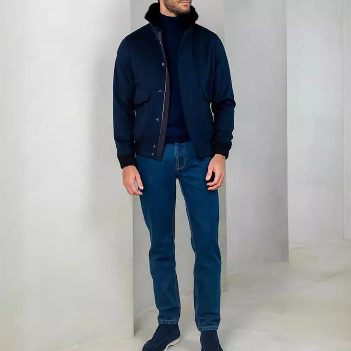 Elegant transitional jacket for men with a soft collar and practical side pockets Lune London
