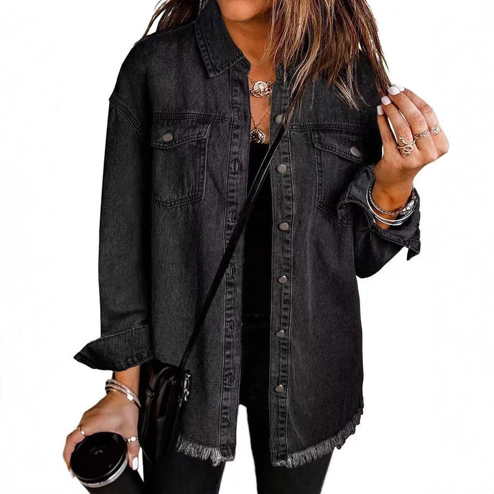 Women's Oversized Denim Shirt with Fringes Lune London