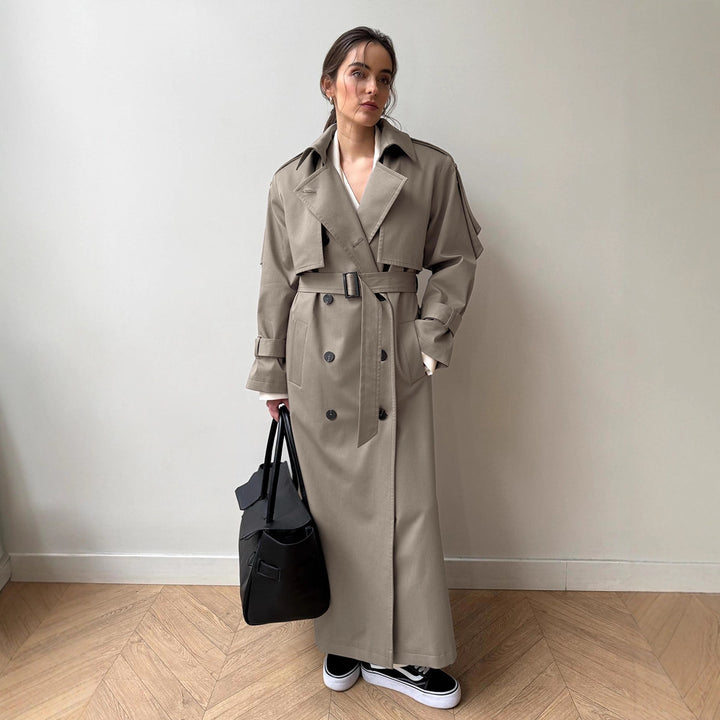 Elegant trench coat for women with wide belt and removable collar Lune London