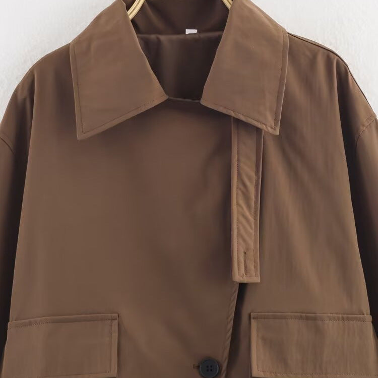 Casual utility jacket for women with practical flap pockets and stylish high collar Lune London