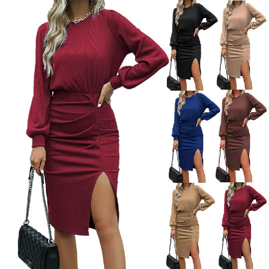 Elegant wrap dress for women with gathered design Lune London