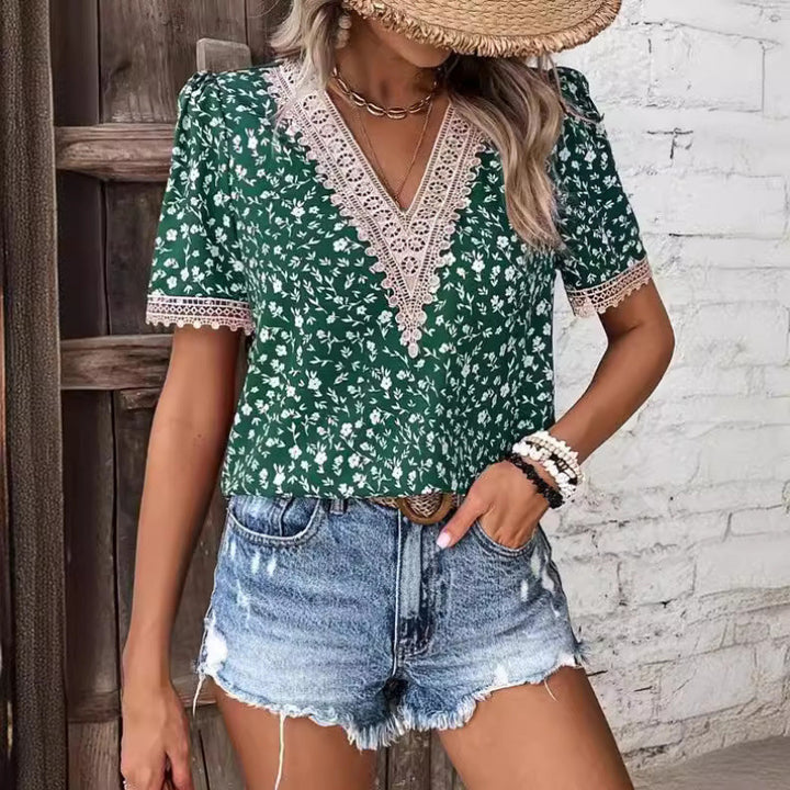 Ladies Casual Embroidered Floral Blouse Lune London