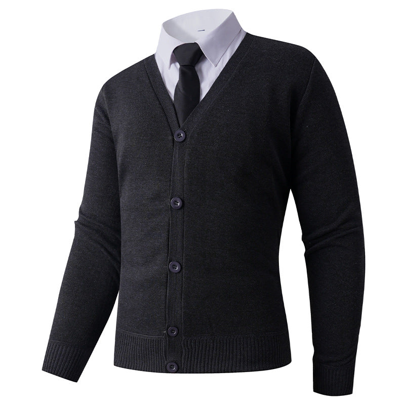 Men's knit jacket with V neck and button closure Lune London