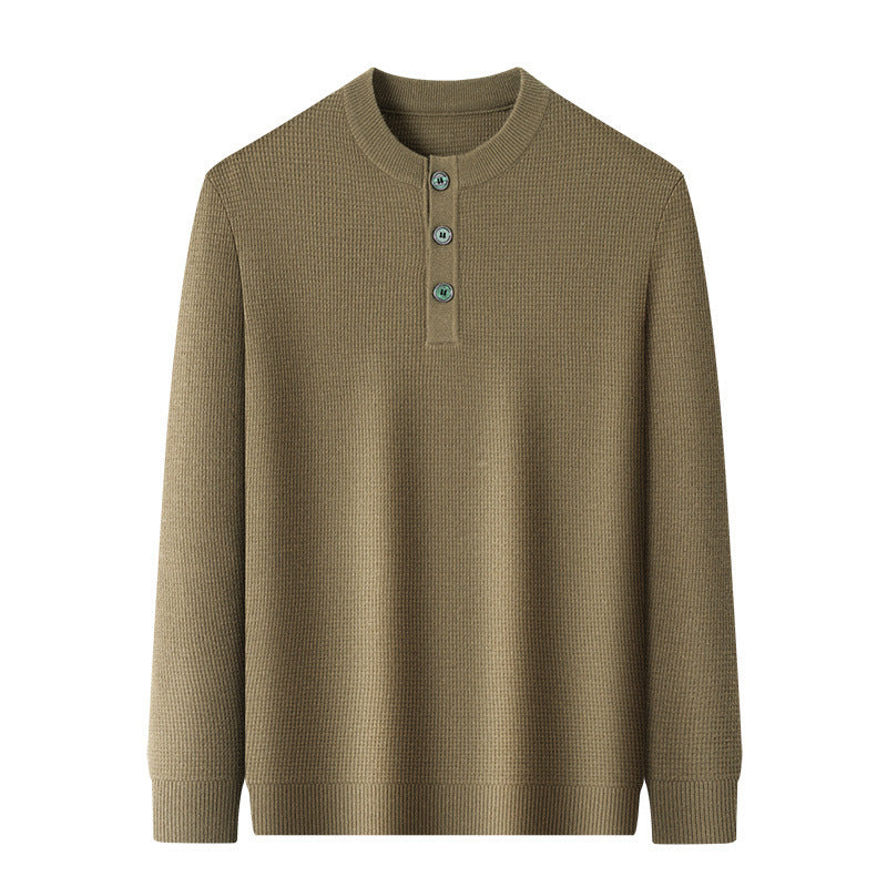 Warm knitted sweater for men with button placket Lune London