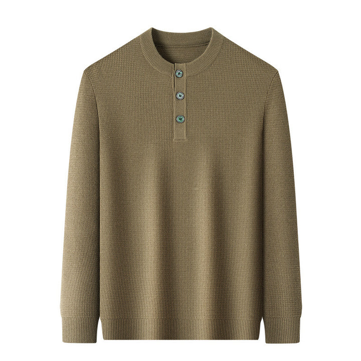 Warm knitted sweater for men with button placket Lune London