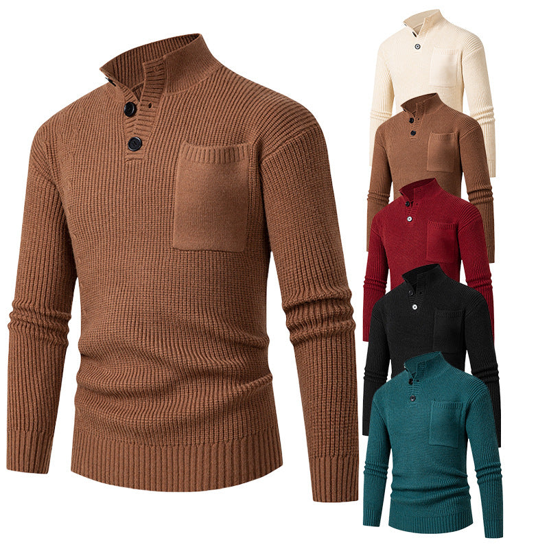 High-quality cotton men's sweater with Modal pattern and chest pocket Lune London