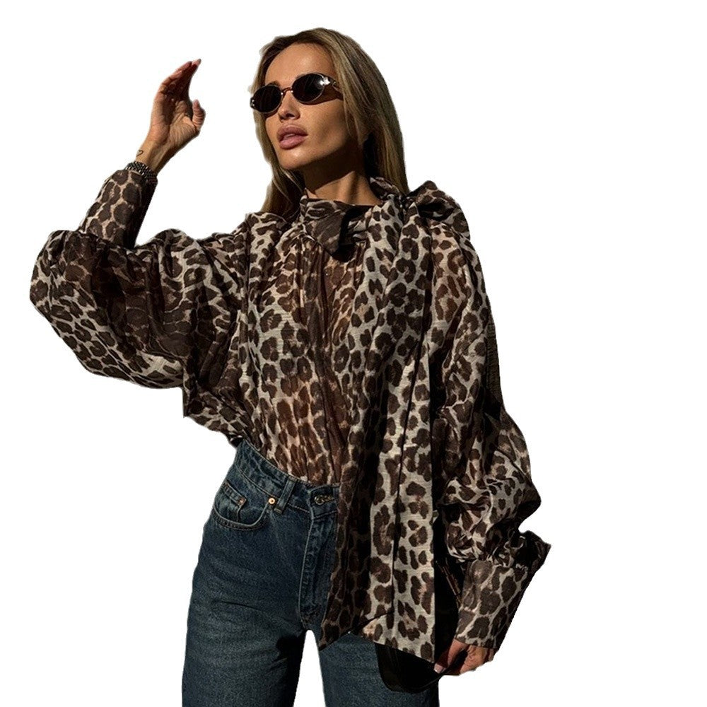 Ladies Oversized Shirt with Unique Leopard Print Lune London