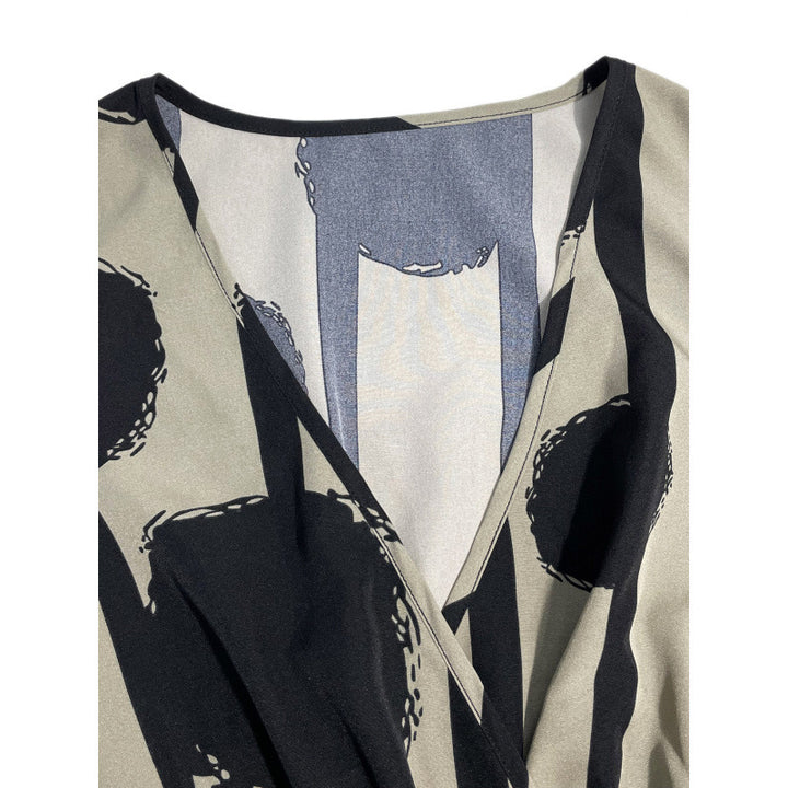 Maxi dress for women with striped polka dot design and puff sleeves Lune London