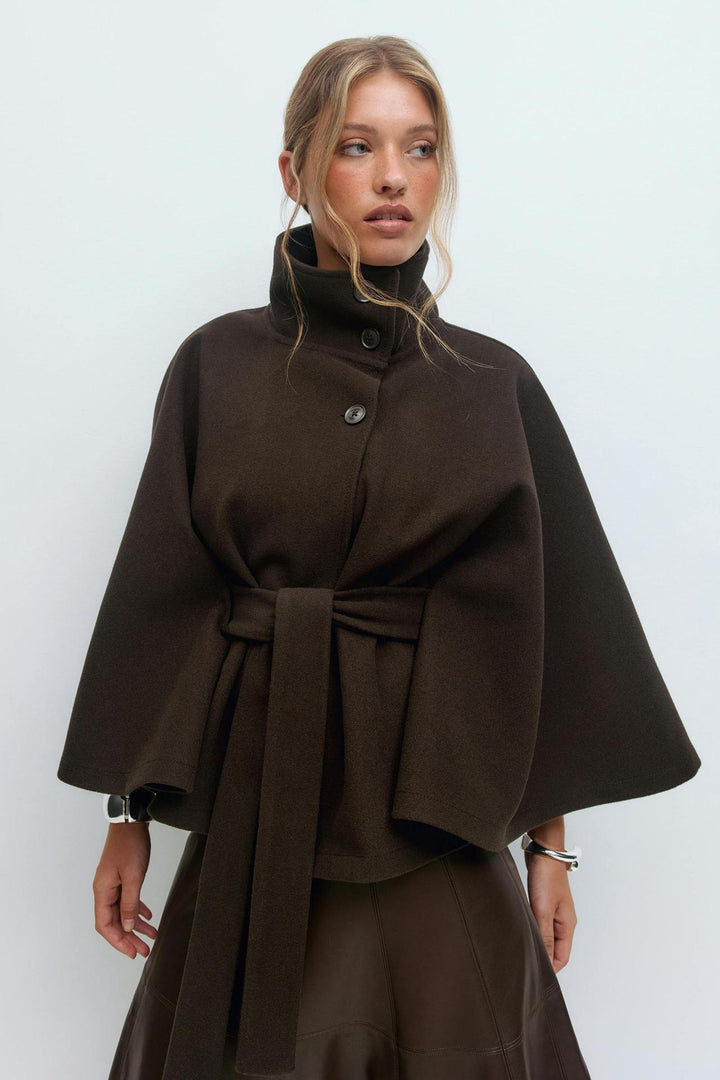 Femme Veste Cape Élégante avec Ceinture Chic & Stil