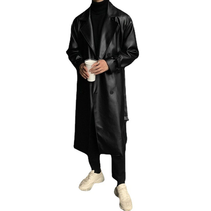 Stylish Long Coat for Men in High-Quality Synthetic Leather with an Elegant Cut Lune London