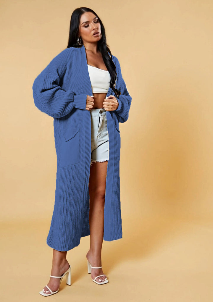 Cardigan long pour femmes en tricot avec design ouvert et poches pratiques Chic & Stil