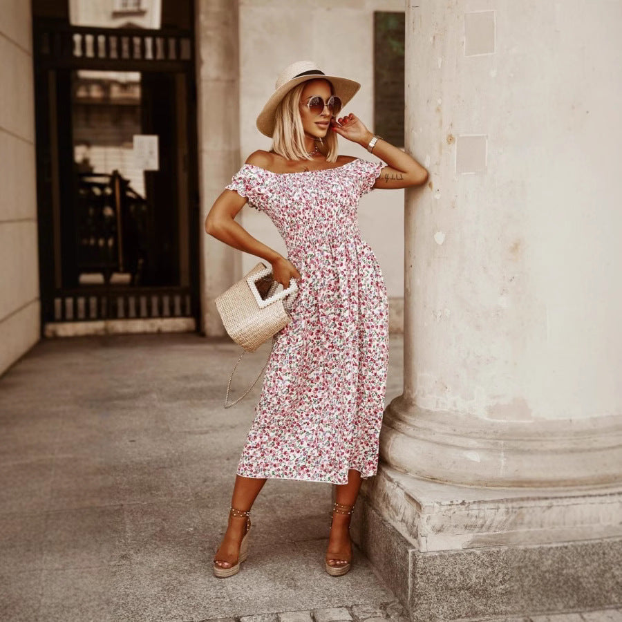Chic and stylish floral maxi dress with off-the-shoulder for women