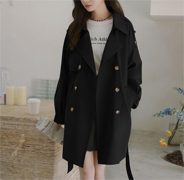 Manteau d trench décontracté pour femmes avec ceinture et détails de boutons classiques Chic & Stil