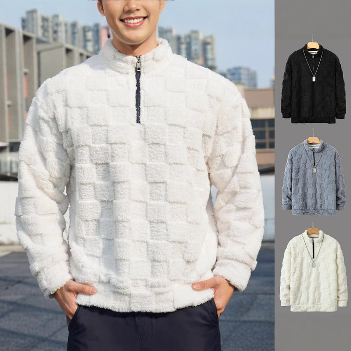 Comfortable fleece pullover for men with a high collar and zipper Lune London