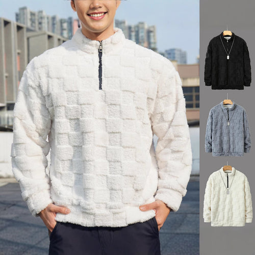 Comfortable fleece pullover for men with a high collar and zipper Lune London